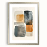 Abstract minimalist wall art framed in silver with a mat, showcasing a sleek design that enhances modern interior aesthetics. Ideal for contemporary decor.