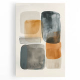 Abstract minimalist wall art on stretched canvas, showcasing soft pastel colors and geometric shapes, perfect for modern home decor and artistic expression.