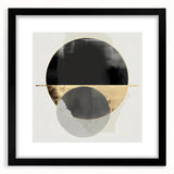 Large Abstract Wall Art – Bold Black & Gold Geometric Circles
