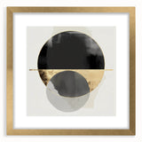 Large Abstract Wall Art – Bold Black & Gold Geometric Circles