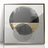 Large Abstract Wall Art – Bold Black & Gold Geometric Circles