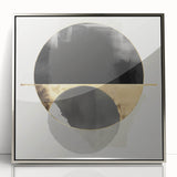 Large Abstract Wall Art – Bold Black & Gold Geometric Circles