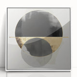 Large Abstract Wall Art – Bold Black & Gold Geometric Circles