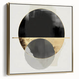 Large Abstract Wall Art – Bold Black & Gold Geometric Circles