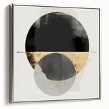 Large Abstract Wall Art – Bold Black & Gold Geometric Circles