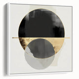 Large Abstract Wall Art – Bold Black & Gold Geometric Circles