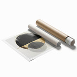 Large Abstract Wall Art – Bold Black & Gold Geometric Circles