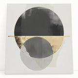 Large Abstract Wall Art – Bold Black & Gold Geometric Circles