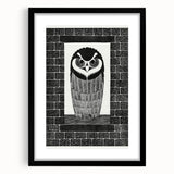 Modern Wall Art: Bold Owl Illustration in Black & White – Minimalist Decor