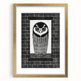 Modern Wall Art: Bold Owl Illustration in Black & White – Minimalist Decor