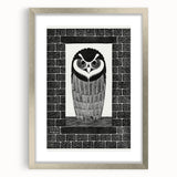 Modern Wall Art: Bold Owl Illustration in Black & White – Minimalist Decor