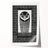 Modern Wall Art: Bold Owl Illustration in Black & White – Minimalist Decor