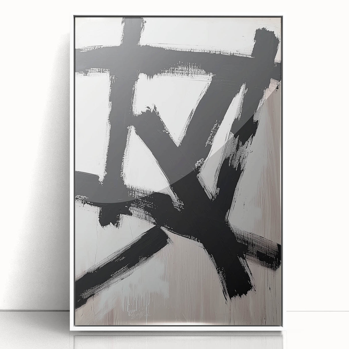 Modern Dining Room Wall Art – Black & White Abstract Canvas