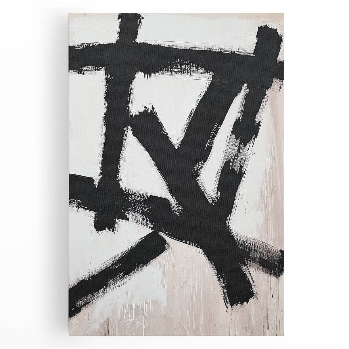 Modern Dining Room Wall Art – Black & White Abstract Canvas