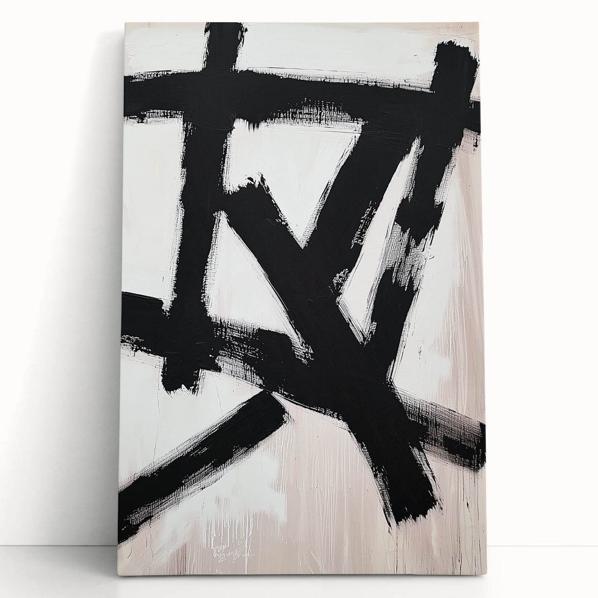 Modern Dining Room Wall Art – Black & White Abstract Canvas