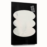 Abstract minimalist wall art displayed in a side view, featuring acrylic glass for a sleek finish. The artwork showcases soft geometric shapes in neutral tones, ideal for modern decor.