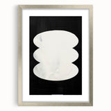 Abstract minimalist wall art framed in silver, showcasing soft pastel colors and geometric shapes, perfect for modern home decor. The mat adds depth, enhancing its elegant appeal.