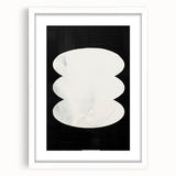 Abstract minimalist wall art framed in white, showcasing geometric shapes and soft colors, ideal for modern decor and enhancing contemporary living spaces.