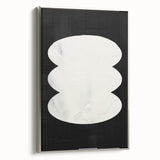 Framed minimalist wall art featuring an abstract design with a silver frame, showcasing elegant lines and soft colors, perfect for modern home decor.