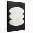 Abstract minimalist wall art on stretched canvas showcasing soft pastel colors in a geometric design, ideal for modern home decor. Side view emphasizes depth and texture.