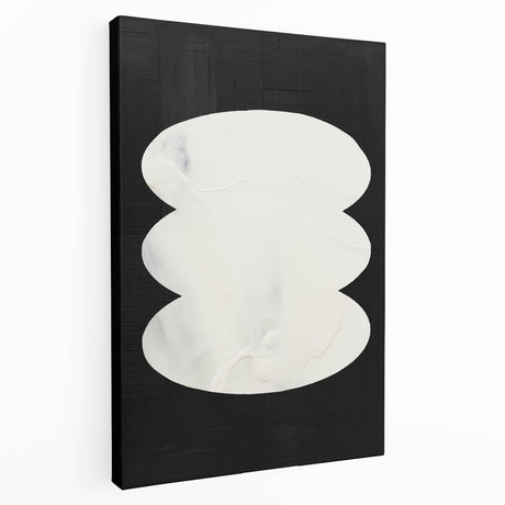 Abstract minimalist wall art on stretched canvas showcasing soft pastel colors in a geometric design, ideal for modern home decor. Side view emphasizes depth and texture.