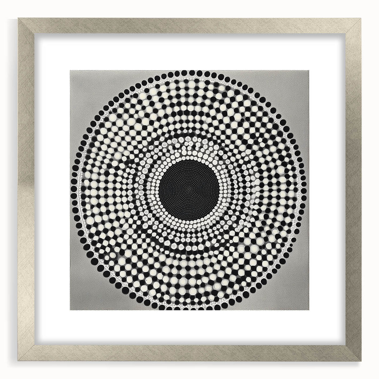 Colorful Abstract Wall Art – Black & White Optical Dot Pattern