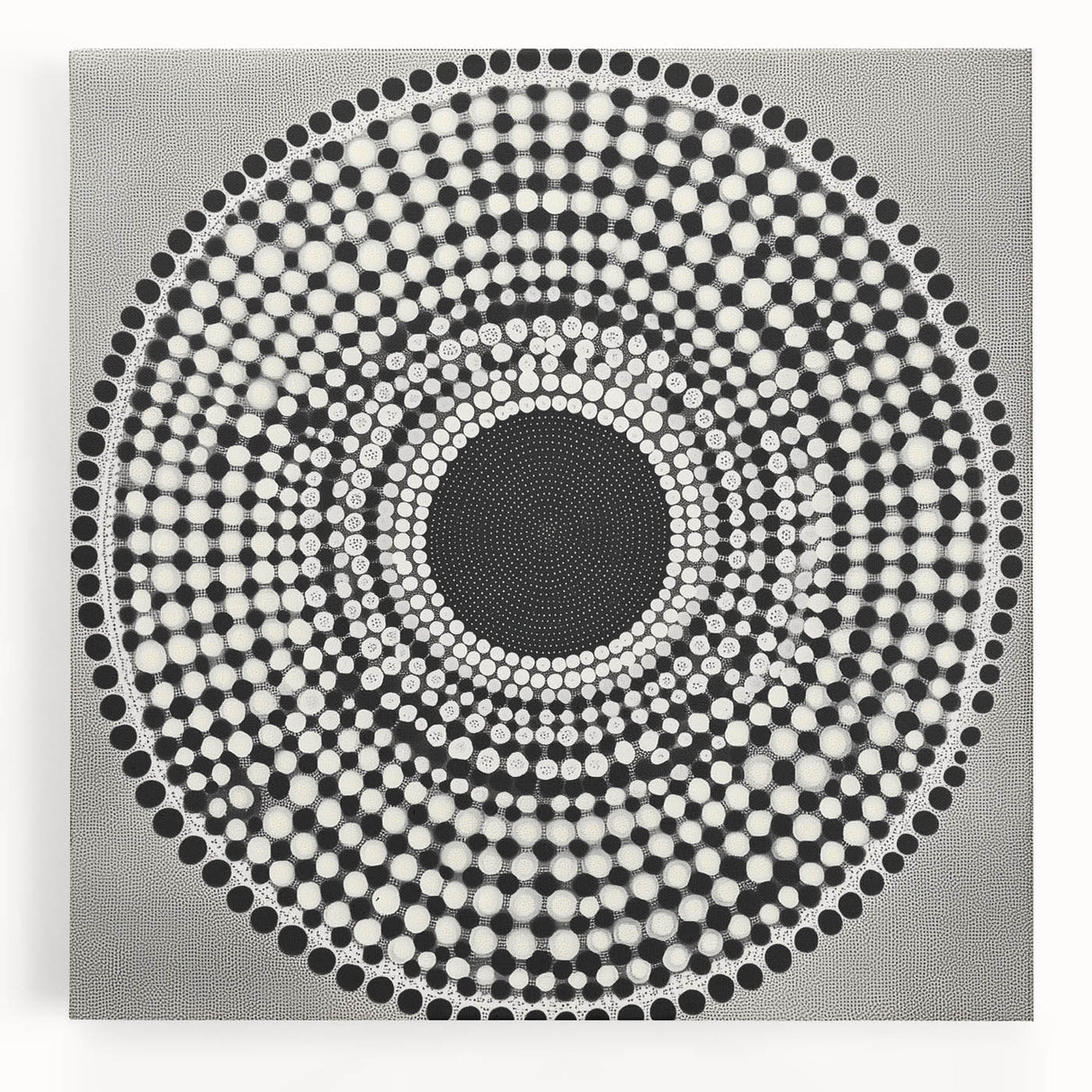 Colorful Abstract Wall Art – Black & White Optical Dot Pattern