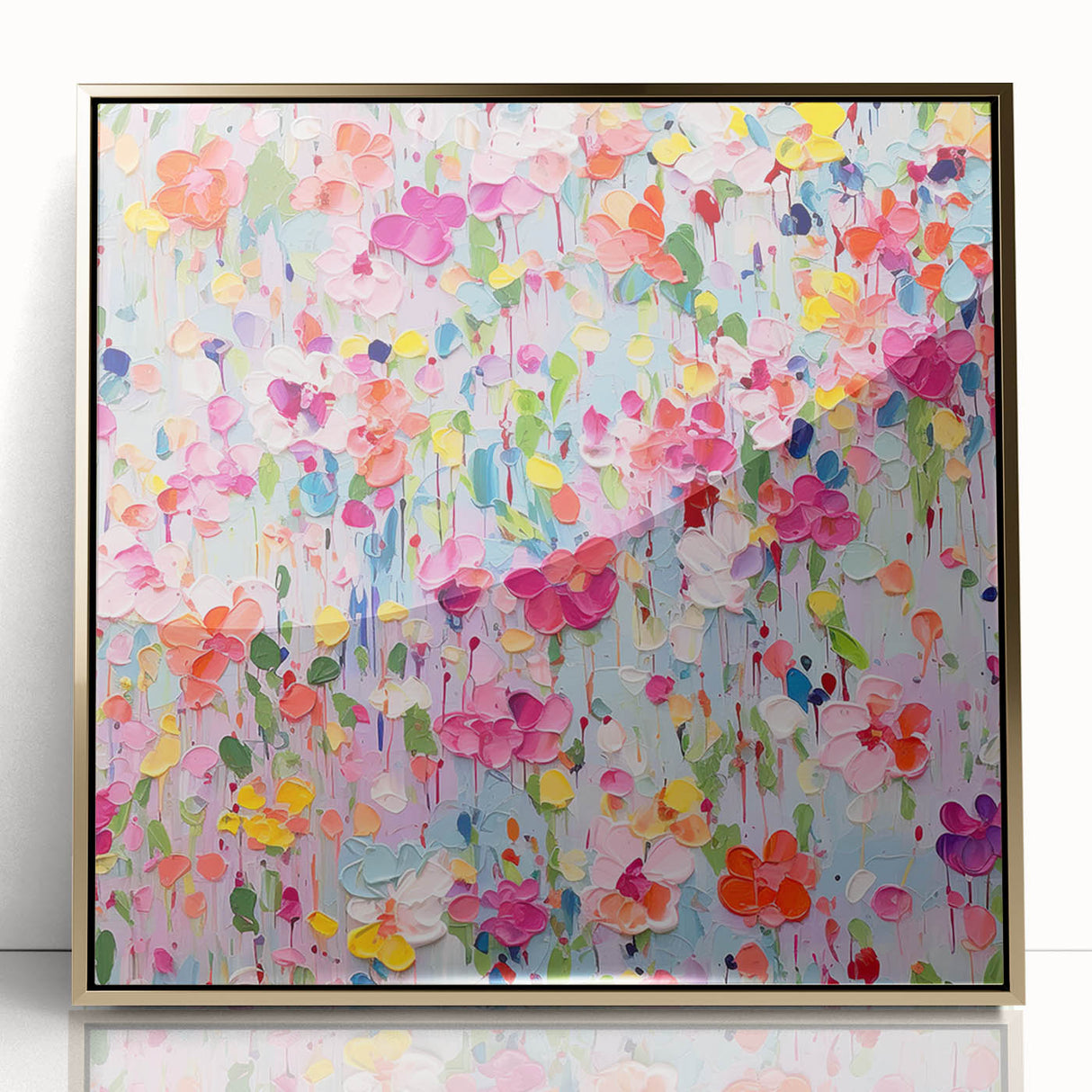 Vibrant Abstract Floral Wall Art - Colorful Living Room Canvas