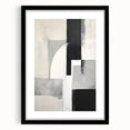 Abstract minimalist wall art featuring an intricate geometric design in soft earth tones, elegantly framed with a white mat, perfect for modern home decor.
