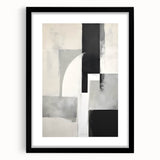 Abstract minimalist wall art featuring an intricate geometric design in soft earth tones, elegantly framed with a white mat, perfect for modern home decor.