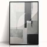 Framed abstract minimalist wall art featuring a sleek black design, perfect for modern home decor. The acrylic finish enhances its contemporary aesthetic, making it an ideal statement piece for any room.