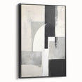 Framed minimalist wall art with an abstract design in black, showcased from a side view, perfect for modern home decor. Ideal for adding elegance to any room.