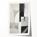Abstract minimalist wall art print featuring soft beige and gray tones, displayed in a rolled format, ideal for modern decor and artistic interiors. Perfect for enhancing contemporary spaces with a touch of elegance.