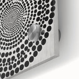 Abstract Art Prints – Hypnotic Black Dot Spiral on Textured Gray