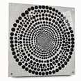Abstract Art Prints – Hypnotic Black Dot Spiral on Textured Gray