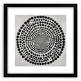 Abstract Art Prints – Hypnotic Black Dot Spiral on Textured Gray
