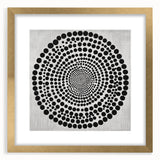 Abstract Art Prints – Hypnotic Black Dot Spiral on Textured Gray