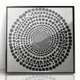 Abstract Art Prints – Hypnotic Black Dot Spiral on Textured Gray