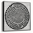 Abstract Art Prints – Hypnotic Black Dot Spiral on Textured Gray