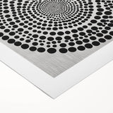 Abstract Art Prints – Hypnotic Black Dot Spiral on Textured Gray