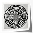 Abstract Art Prints – Hypnotic Black Dot Spiral on Textured Gray