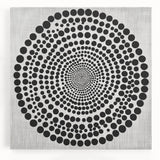 Abstract Art Prints – Hypnotic Black Dot Spiral on Textured Gray