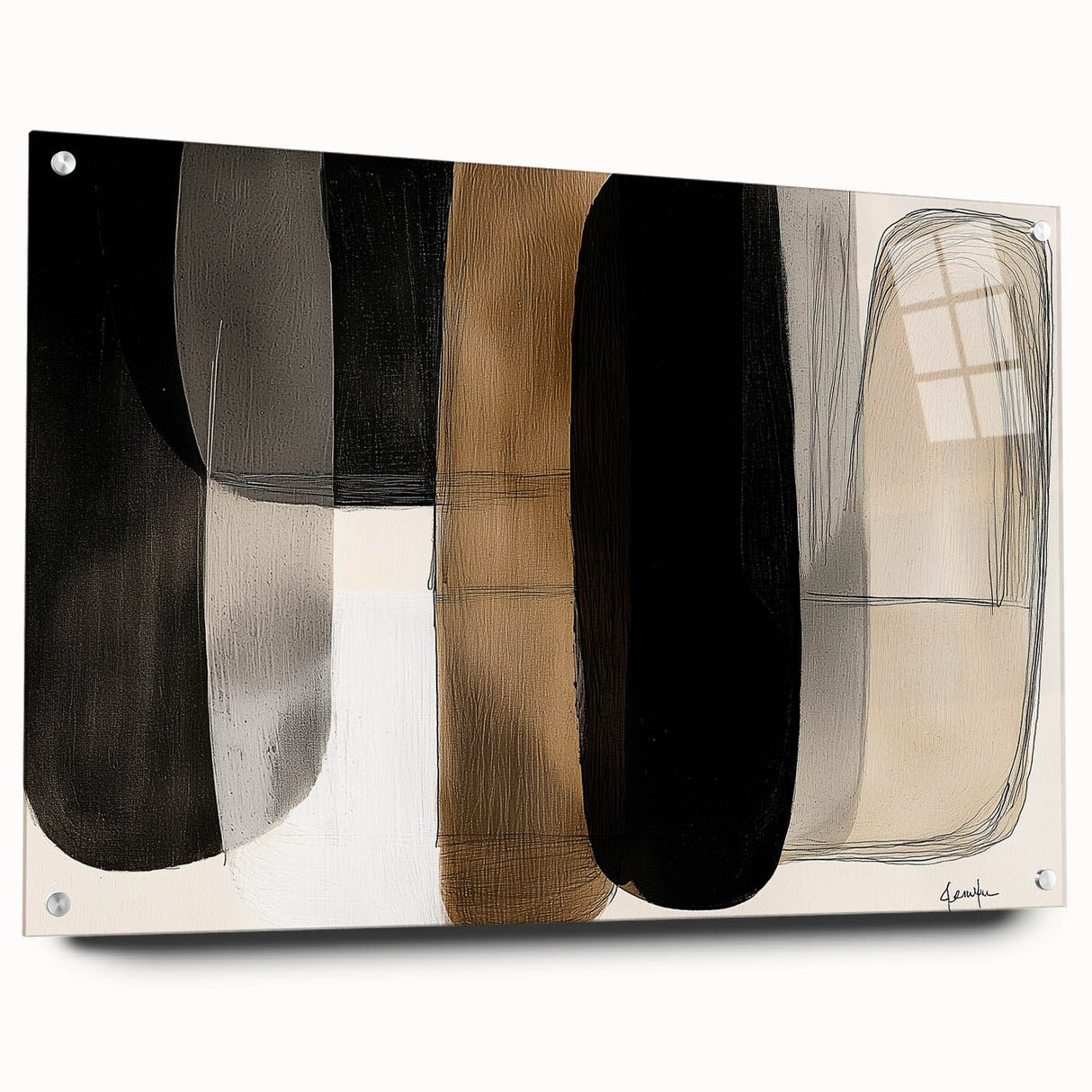Contemporary Dining Room Wall Art – Black & Brown Abstract Print