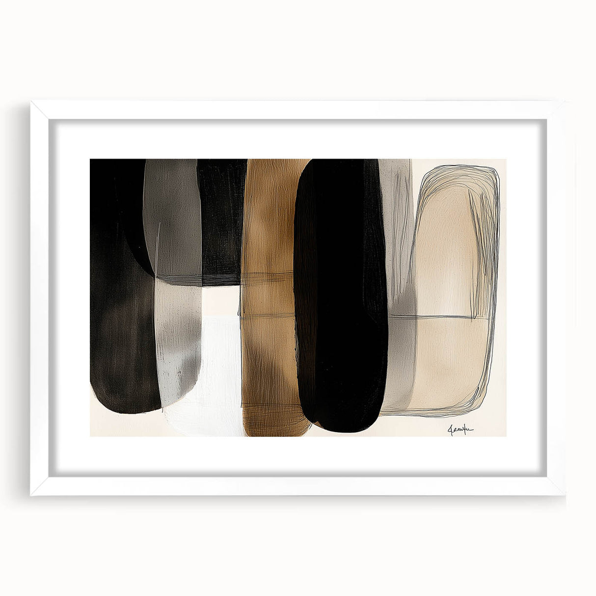 Contemporary Dining Room Wall Art – Black & Brown Abstract Print