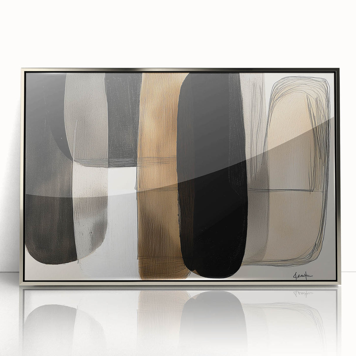 Contemporary Dining Room Wall Art – Black & Brown Abstract Print