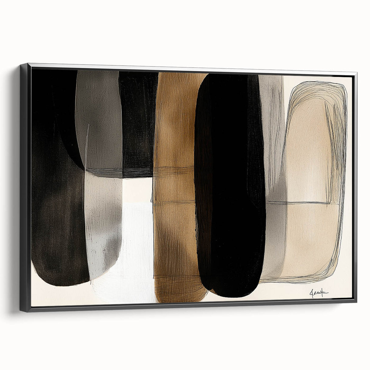 Contemporary Dining Room Wall Art – Black & Brown Abstract Print