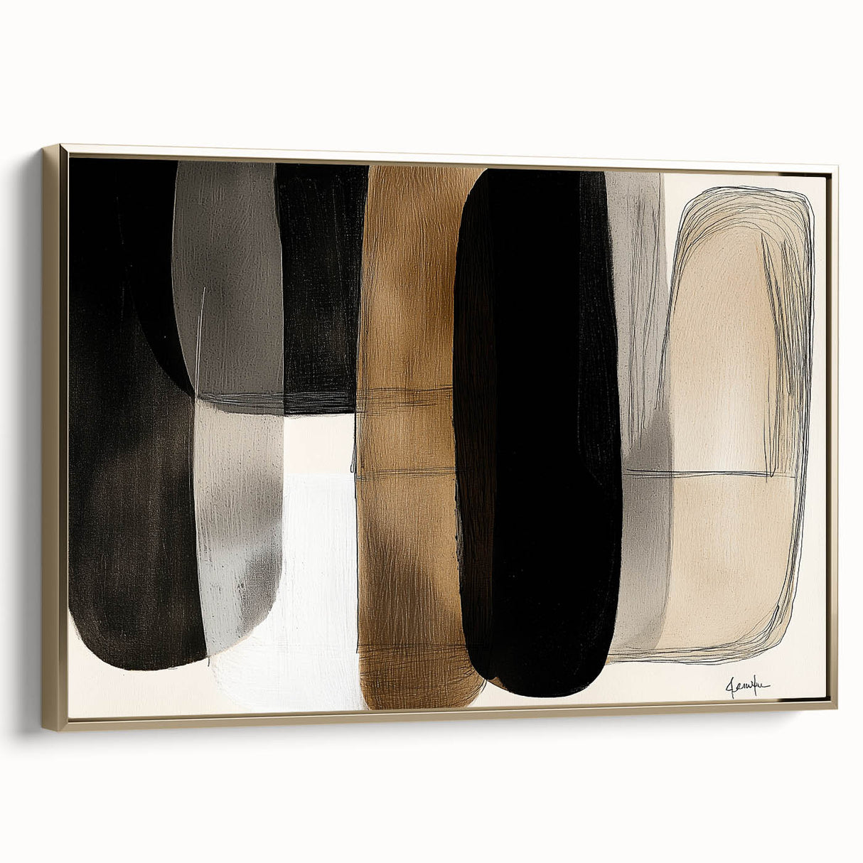 Contemporary Dining Room Wall Art – Black & Brown Abstract Print