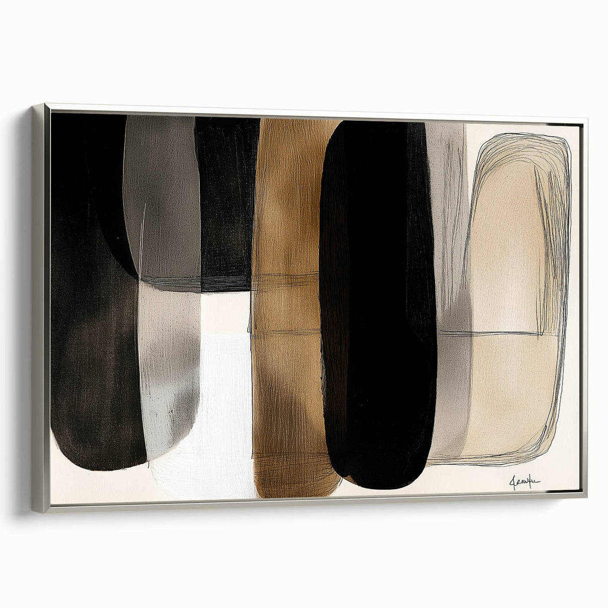 Contemporary Dining Room Wall Art – Black & Brown Abstract Print