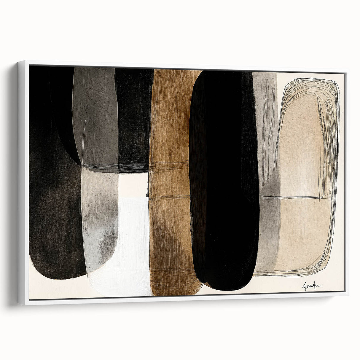 Contemporary Dining Room Wall Art – Black & Brown Abstract Print