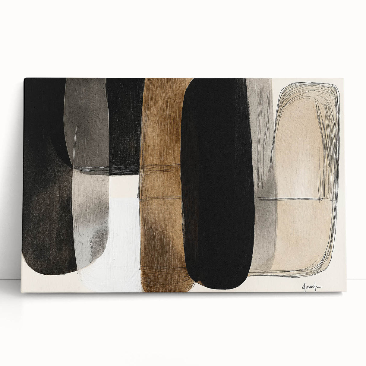 Contemporary Dining Room Wall Art – Black & Brown Abstract Print